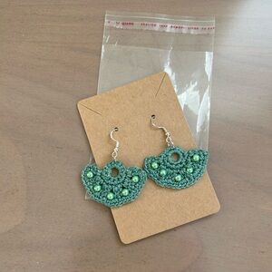 Handcrafted Green Crochet Earrings
